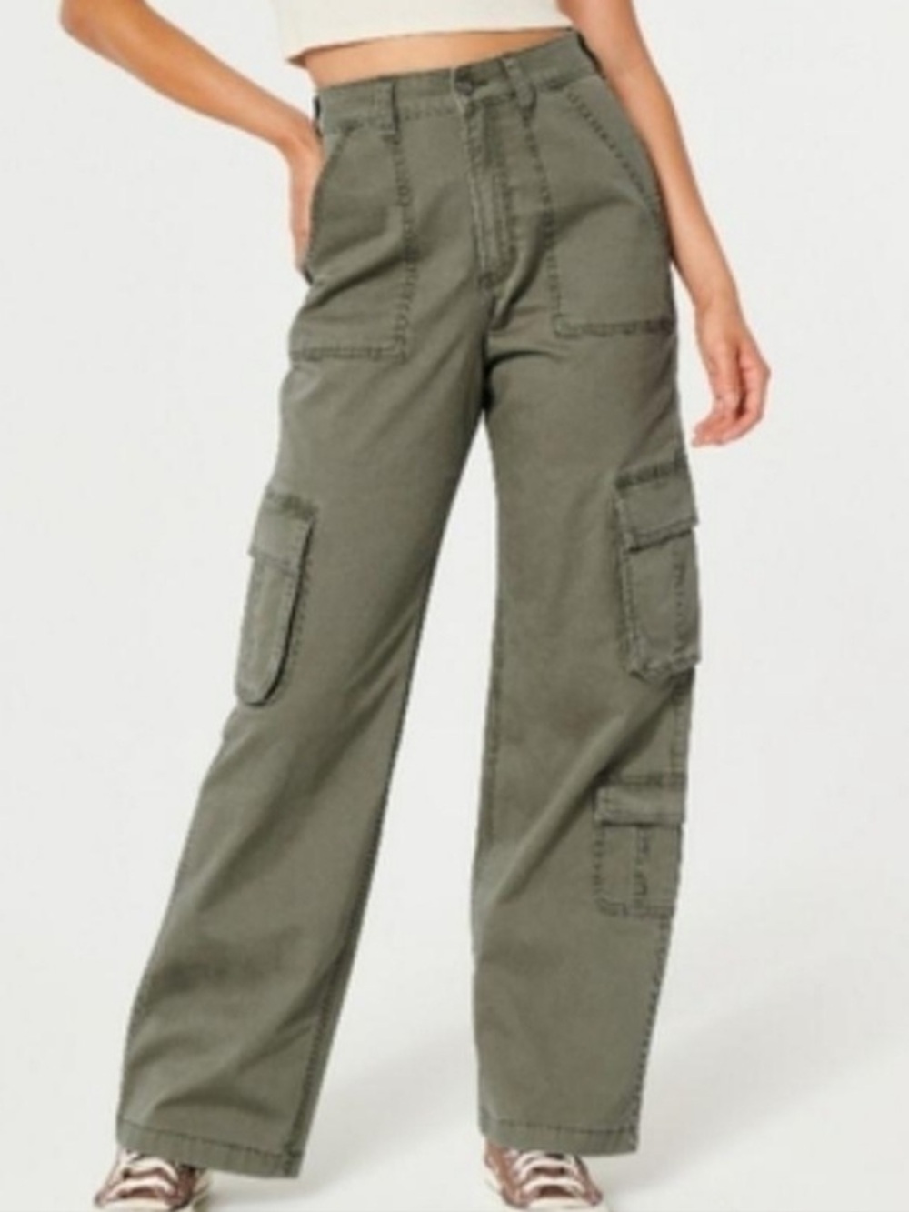 Hollister Ultra High-Rise Baggy Cargo Pants Women’s 14 Long Army Green